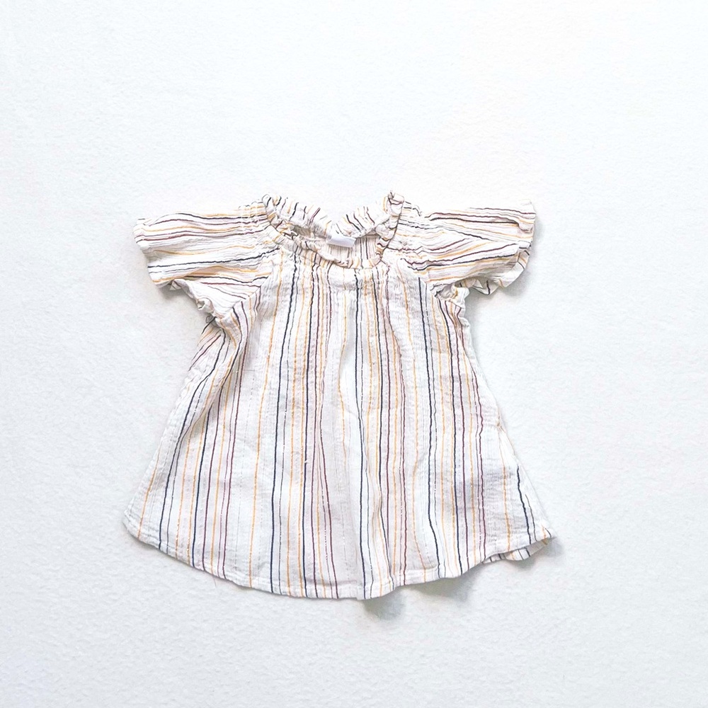 3/$25 Baby Gap Toddler Girl Metallic Stripe Beige Gold Flutter Sleeve Baby Doll
